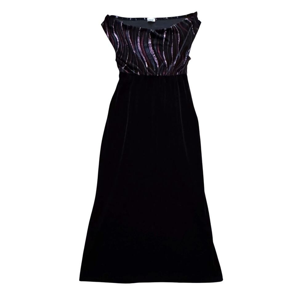VTG Velvet Maxi dress‎ M 4 6 Black Pink 90s Y2K Whimsigoth Fairy Witchy Vintage